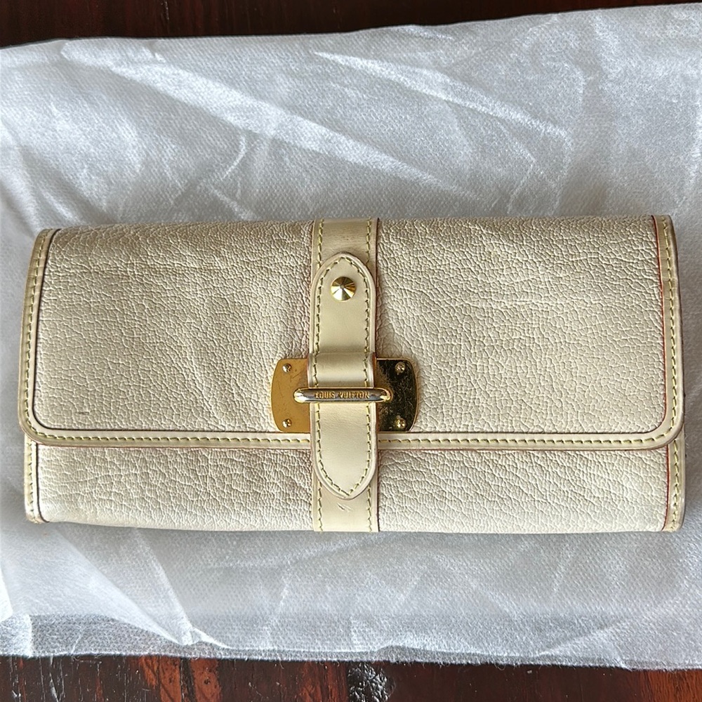 Louis Vuitton Portefeuille Sarah Wallet Suhali Textured Leather Ivory Tan